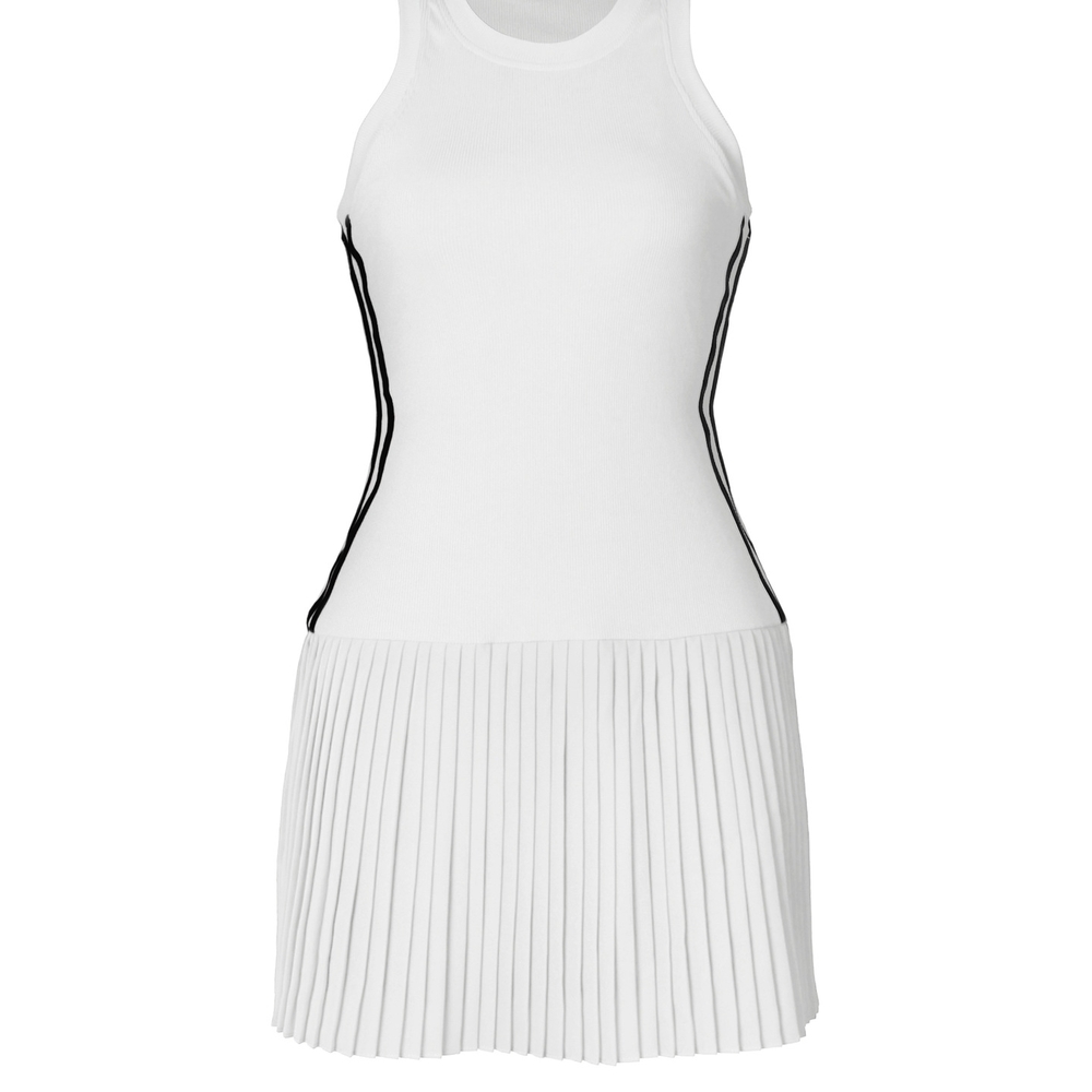 Chic White Pleated Mini Dress Women’s Sleeveless Sport Pleated Mini Dress
